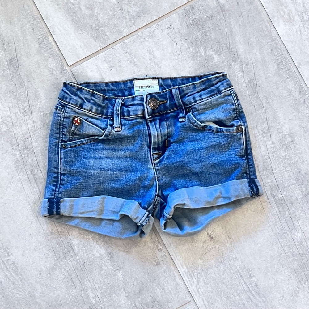 H By Hudson Girls Blue Denim Cuffed Shorts